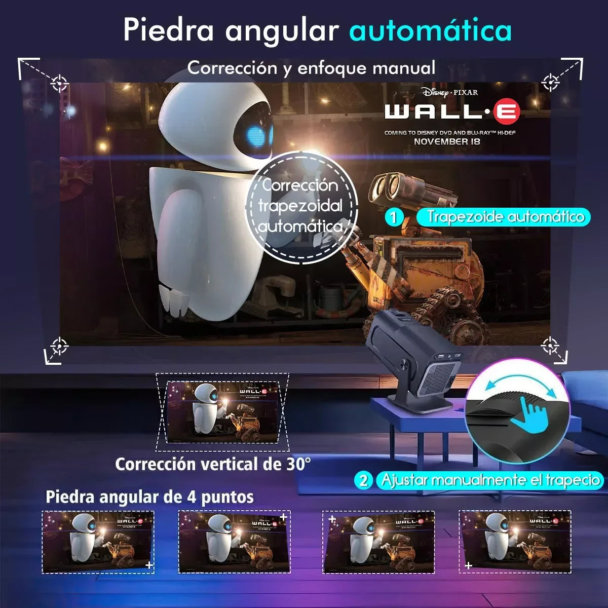 NNEOBA 4K-Supported Portable Projector Black