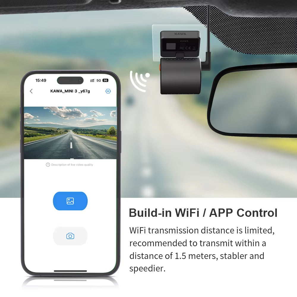 2K Dash Camera for Cars DVR  Dash Cam MINI 3 Video Recorder Emergency Voice Control Night Vision Wifi APP Monitor Dashcam