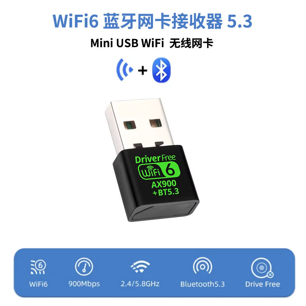 AX900 USB Wifi 6 Bluetooth 5.3 Adapter 2In1 Dongle Dual Band 2.4G&5Ghz USB Wifi Network Wireless Wlan Receiver DRIVER FREE