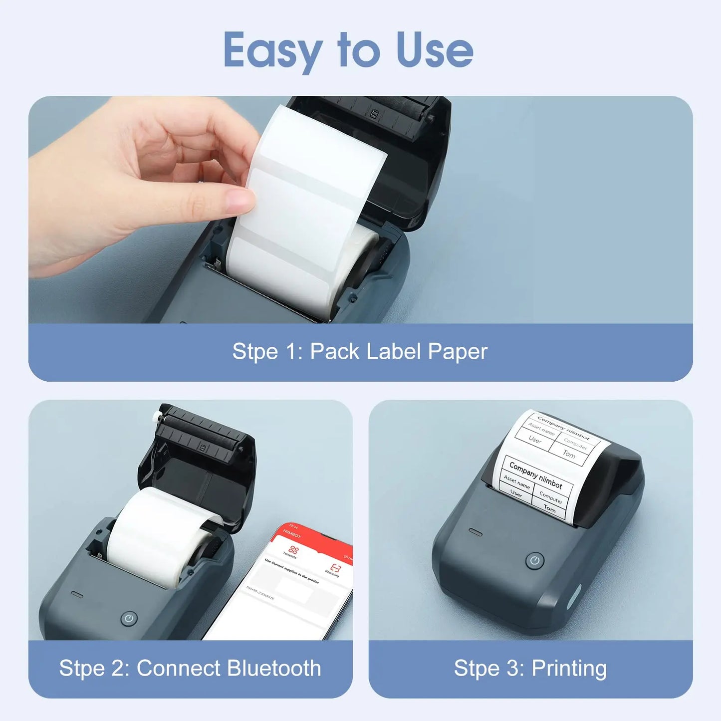 B1 Portable Thermal Printer Bluetooth Mini Label Printer Adhesive Paper Maker Sticker Printer 2 Inch Labeling Machine