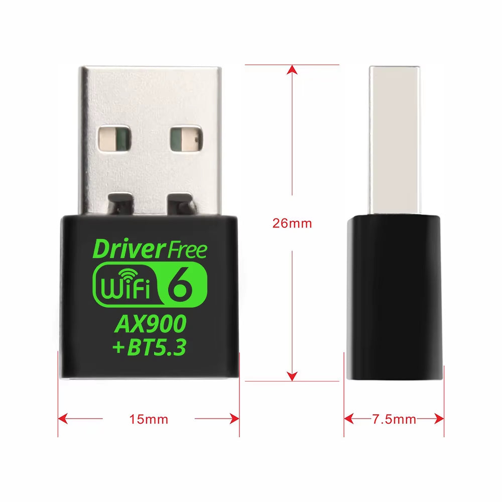 AX900 USB Wifi 6 Bluetooth 5.3 Adapter 2In1 Dongle Dual Band 2.4G&5Ghz USB Wifi Network Wireless Wlan Receiver DRIVER FREE